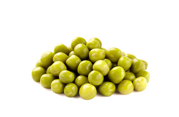 Marinated green peas  isolated on white background.