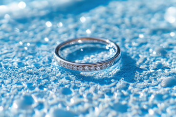 Ring floating in a blue swimming pool