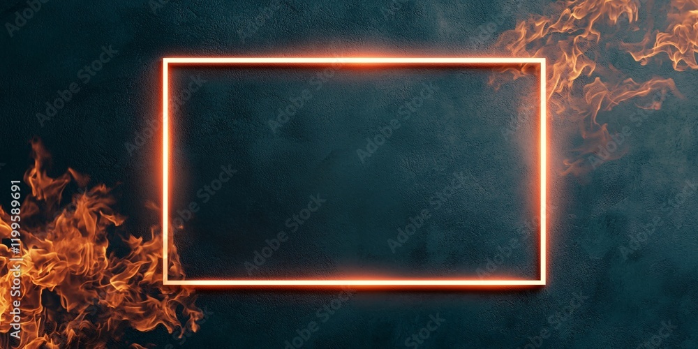 Poster dynamic fire frame display abstract art background graphic design dark environment close-up viewpoin