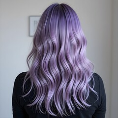 Woman's hair in lavender color from behind