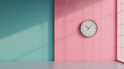 Elegant Pastel Blue Office Wall Clock with Modern 3D