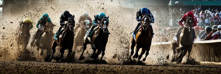  The prestigious derby horse racing events highlight the skill of jockeys and trainers. © Masque