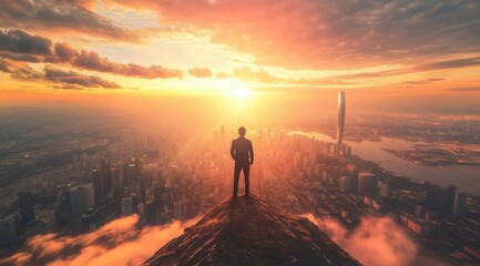 Fototapeta premium Business inspiration from a mountaintop view.
