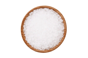 Salt in bowl isolated on white background.