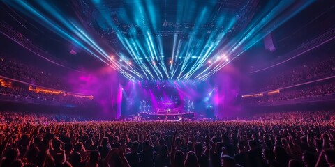 Electrifying atmosphere at a live rock concert festival.