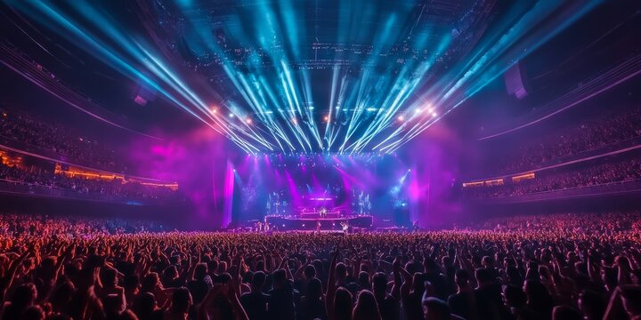 Electrifying atmosphere at a live rock concert festival.