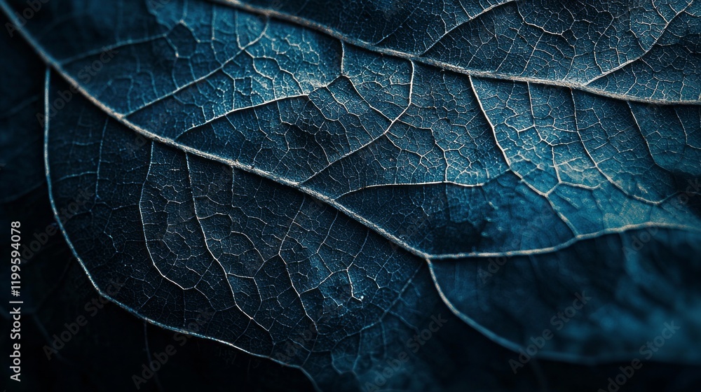 Aufkleber Delicate veins and textures create a captivating tapestry on an aged leaf, illuminated by soft light. Nature showcases its artistry in every intricate detail, inviting close observation