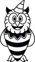 Cute cartoon owl vector illustration, Owl silhouette vector, Owl line art vector design