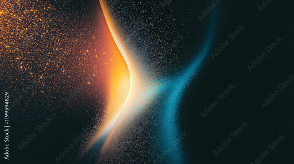 Poster abstract gradient of light blue and orange on a dark textured background, resembling the aurora bore