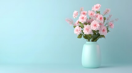 Pastel Cyan Floral Bouquet Arranged in a Vase Captivating with Delicate Beauty and Elegance