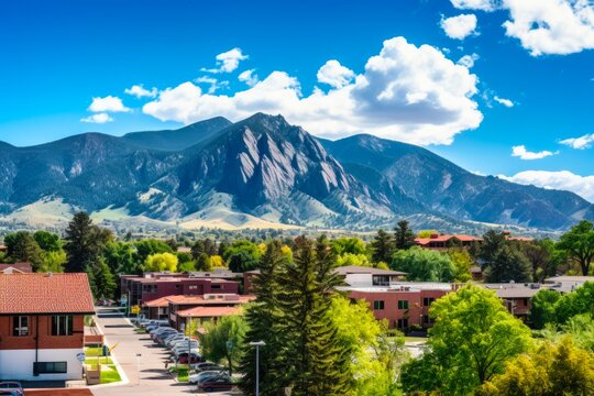 University of Colorado Boulder: Stunning Landscape View of Flatirons with a Panoramic Mountain City Skyline