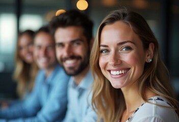 Fototapeta premium Diverse colleagues smiling during business meeting