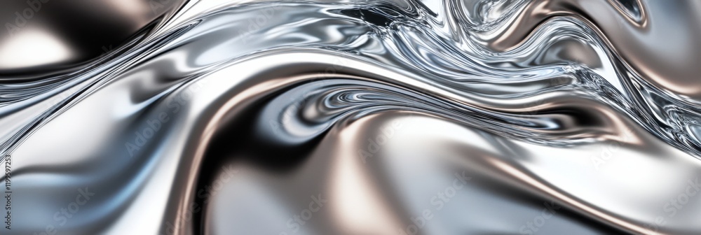 Poster abstract metallic liquid texture with swirling patterns and reflective surfaces