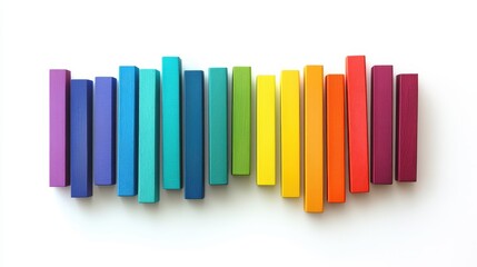 Obraz premium A colorful bar chart, educational infographic, playful design, rainbow palette, isolated on white background 