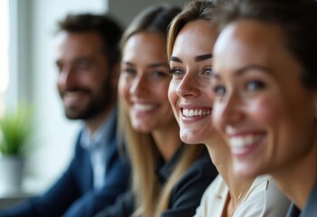 Obraz premium Diverse colleagues smiling during business meeting