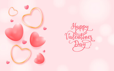 Romantic valentine background or banner design featuring "Happy Valentine's Day" typography and heart