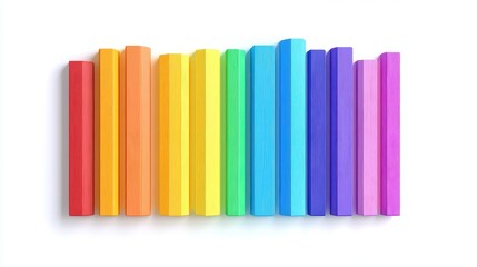 Obraz premium A colorful bar chart, educational infographic, playful design, rainbow palette, isolated on white background 