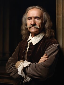 Vintage Portrait of Thomas Hobbes, Famous Philosopher and Influential Thinker of the Past