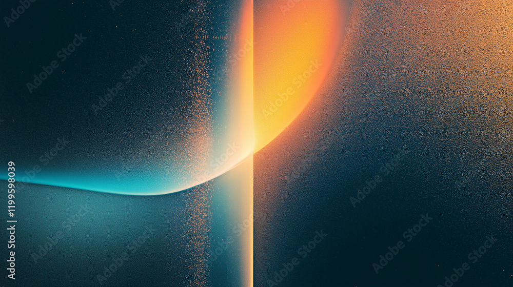 Poster abstract gradient of light blue and orange on a dark textured background, resembling the aurora bore