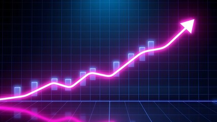 Fototapeta premium Rising financial graph with glowing neon trends
