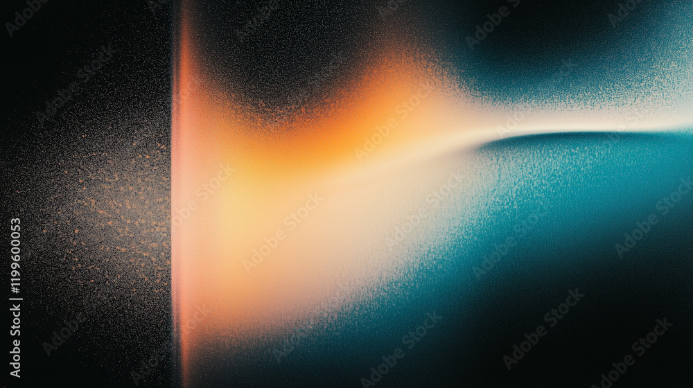 Poster abstract gradient of light blue and orange on a dark textured background, resembling the aurora bore