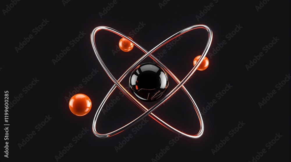 Aufkleber 3d model of an atom with electrons orbiting the nucleus, representing atomic structure and quantum p