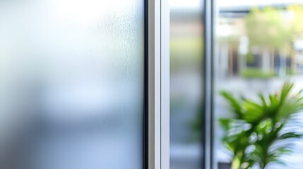 Fototapeta premium Aluminium sliding windows enhance office aesthetics and functionality.