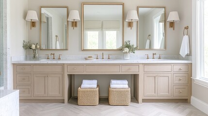 Elegant Neutral Bathroom Vanity With Double Sinks