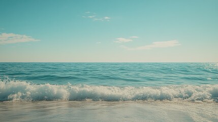 Fototapeta premium Serene Ocean Waves Crashing Gently On Sandy Shore