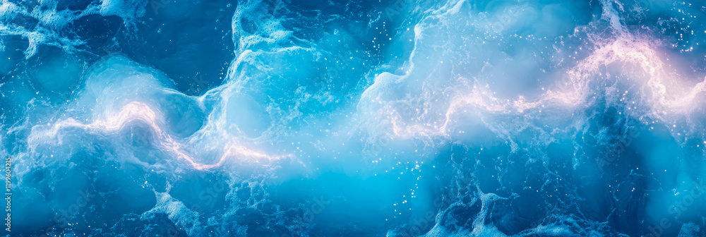 Aufkleber abstract blue ocean swirl: mesmerizing deep-sea texture with swirling currents and luminous particle