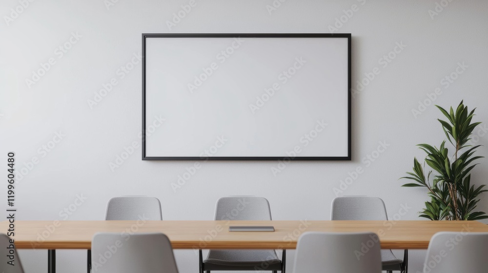 Aufkleber Modern conference room with interactive display presenting empty space for technology-driven collaboration