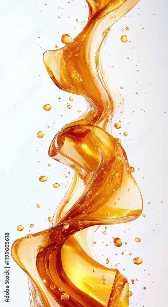 Poster vibrant swirling orange liquid with air bubbles captured in motion creating a dynamic and eye-catchi