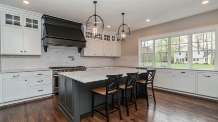 Elegant Farmhouse Kitchen Island With White Cabinets