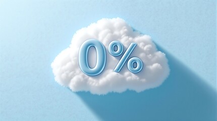 Cloud with zero percent symbol representing zero interest or zero percent financing