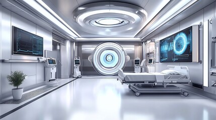 Futuristic Hospital Room: Advanced Medical Technology and Design