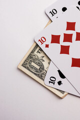 The composition symbolizes gambling, risk, betting, or financial stakes, making it ideal for concepts related to casinos, gaming, finance, and entertainment.