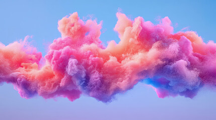 Fototapeta premium Abstract Colorful Powder Explosion: A vibrant, dynamic composition of pink, purple, and orange powder exploding against a light blue backdrop. Ideal for backgrounds, design, and artistic expression.