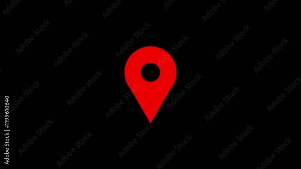 Poster location icon animation, gps icon and radio wave in black color background. simple forms of point of