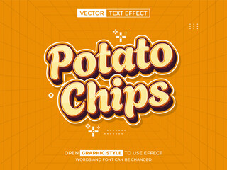 potato chips editable text, font effect, 3d text for title