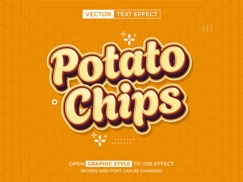 potato chips editable text, font effect, 3d text for title