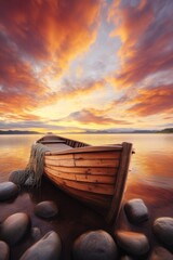 Serene sunset reflection calm lake nature landscape tranquil environment scenic view beauty of nature