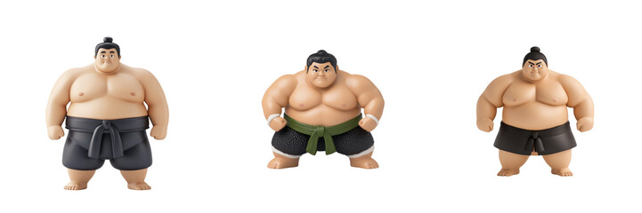 Fototapeta premium Sumo wrestler figurines in traditional poses, showcasing strength and culture
