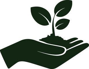 Plant in hand icon. Simple illustration of plant in hand vector icon for web