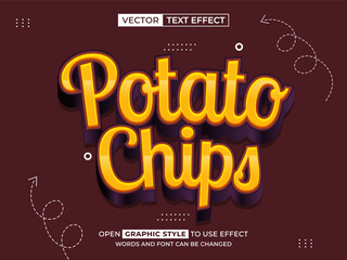 potato chips editable text, font effect, 3d text for title