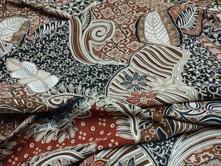 Flora, batik, micro dot cloth texture, gold, yellow, grey, blue, green, brown color natural background color clothing, south east Asia, Arabic, Malay, traditional pattern