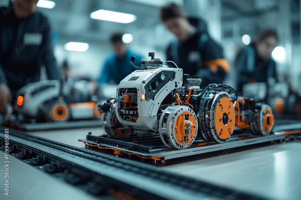 Aufkleber an impressive display of advanced humanoid robots ai generative