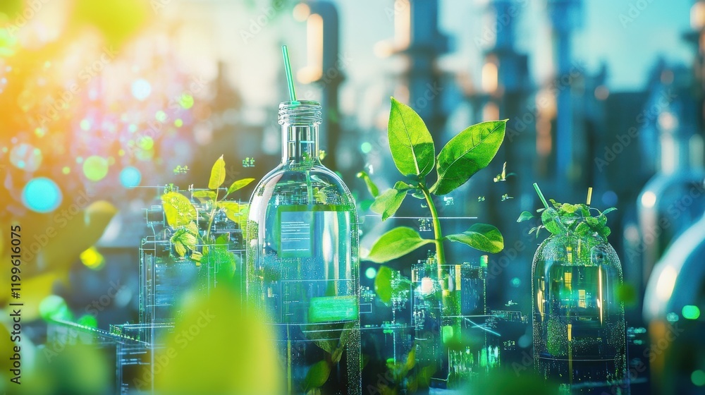 Poster a vibrant assortment of biodegradable bioplastics each labeled with its renewable source showcased a