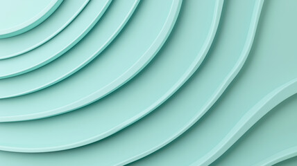 Layered abstract design in soft mint green tones, featuring smooth curves and waves that create sense of depth and tranquility. Ideal for modern backgrounds or artistic projects