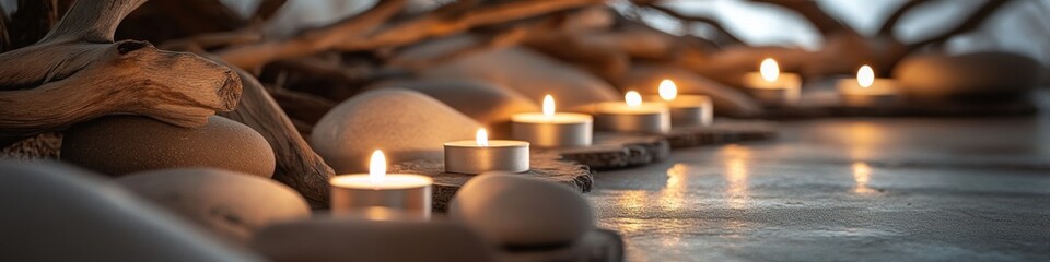 Serene Candlelight and Stones: A Moment of Tranquility