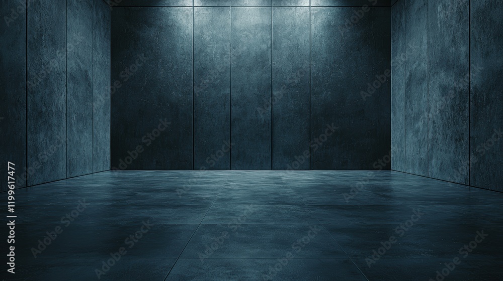 Poster clean industrial environment with smooth concrete walls and floor in minimalist design style